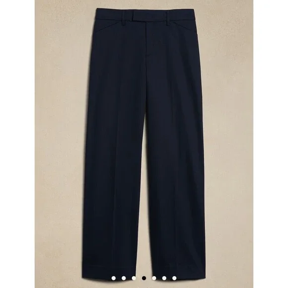 NWT Banana Republic Blue Stretch Cotton High Rise Wide Leg Trousers Pants 8 New